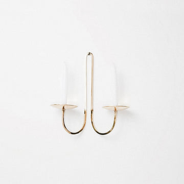 Hand Forged Brass Candle Holder - Double Arm - AUR