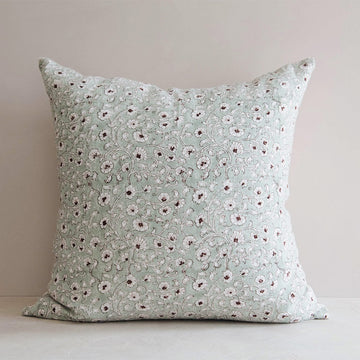 Linen Hand Block-Printed Pillow Cover No. 0231 - AUR