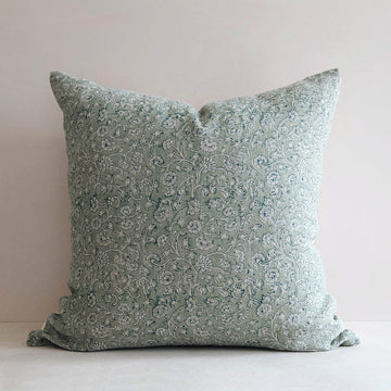 Linen Hand Block-Printed Pillow Cover No. 0233 - AUR