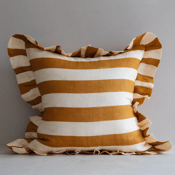 Linen Pillow Cover - Ochre Stripe - AUR
