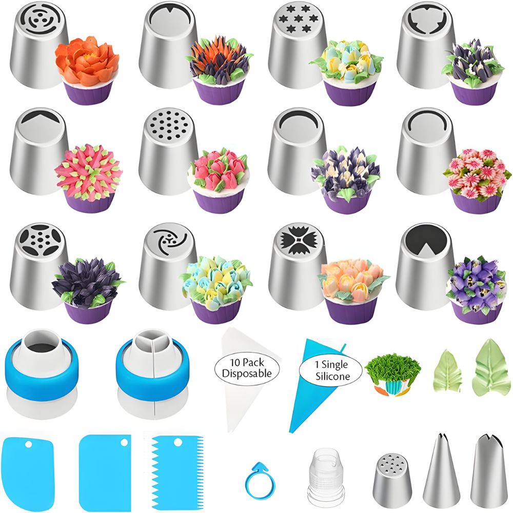 Advanced & Specialty Russian Piping Tips Expansion Pack - Premium Stainless Steel Nozzles for Expert Cake Decorating | Complementary Set for Your Main Baking Kit - AUR
