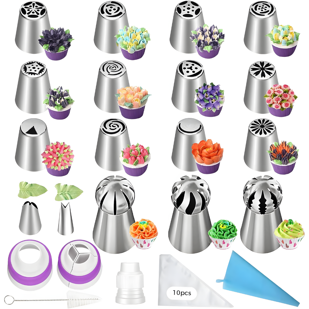Advanced & Specialty Russian Piping Tips Expansion Pack - Premium Stainless Steel Nozzles for Expert Cake Decorating | Complementary Set for Your Main Baking Kit - AUR