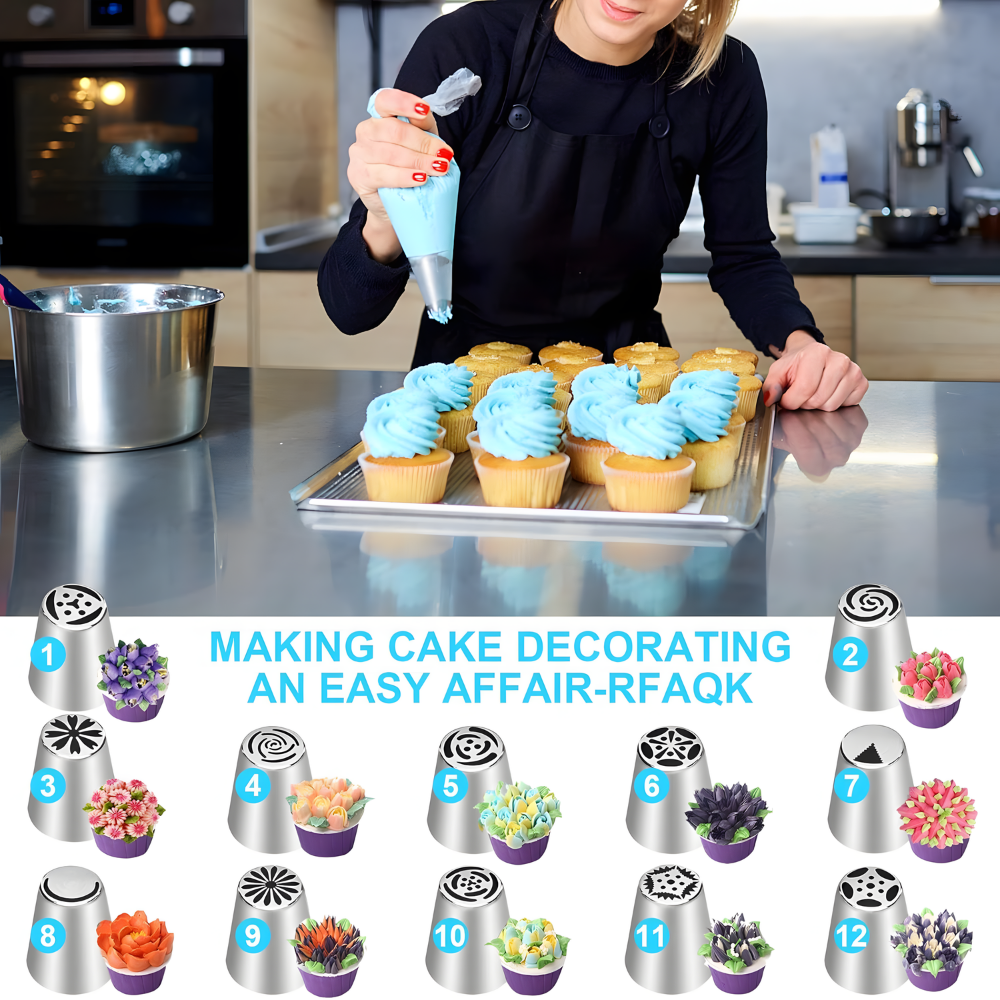 Advanced & Specialty Russian Piping Tips Expansion Pack - Premium Stainless Steel Nozzles for Expert Cake Decorating | Complementary Set for Your Main Baking Kit - AUR