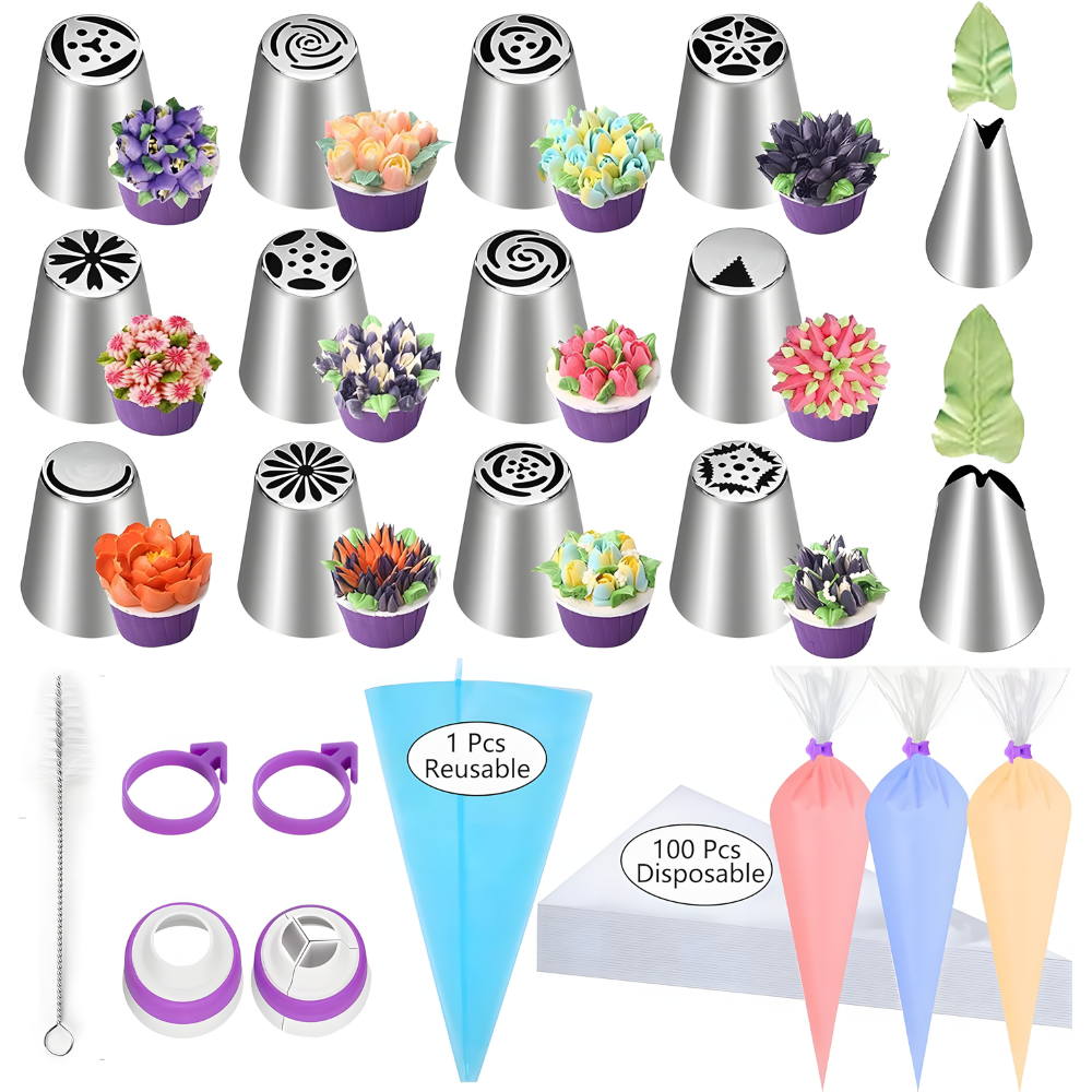 Advanced & Specialty Russian Piping Tips Expansion Pack - Premium Stainless Steel Nozzles for Expert Cake Decorating | Complementary Set for Your Main Baking Kit - AUR