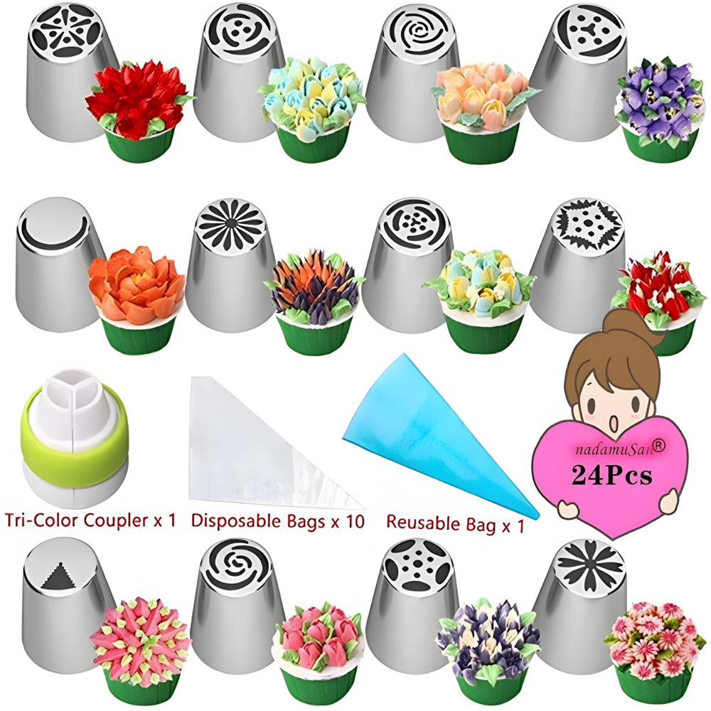 Advanced & Specialty Russian Piping Tips Expansion Pack - Premium Stainless Steel Nozzles for Expert Cake Decorating | Complementary Set for Your Main Baking Kit - AUR