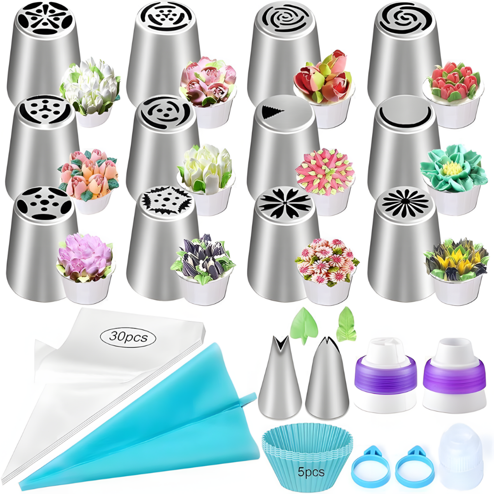 Advanced & Specialty Russian Piping Tips Expansion Pack - Premium Stainless Steel Nozzles for Expert Cake Decorating | Complementary Set for Your Main Baking Kit - AUR