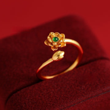 AUR 沙金蓮花リング｜花モチーフ×開運ゴールド