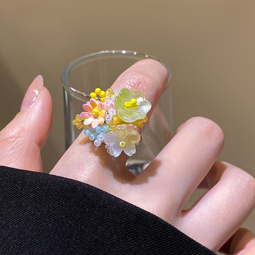 AUR 花小米珠リング｜彩り豊かなフラワーアクセ