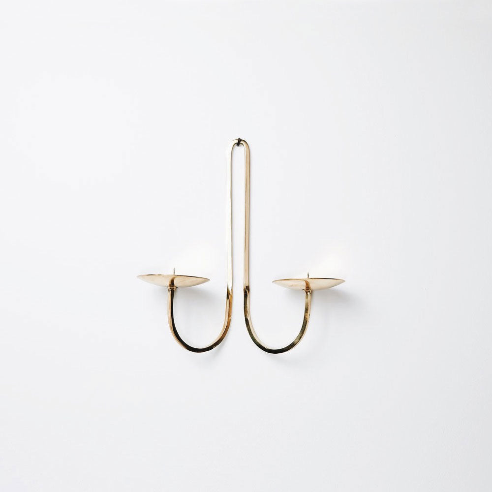 Hand Forged Brass Candle Holder - Double Arm - AUR