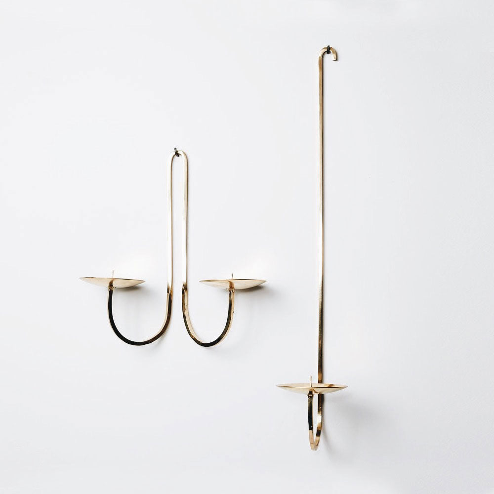 Hand Forged Brass Candle Holder - Single Arm - AUR