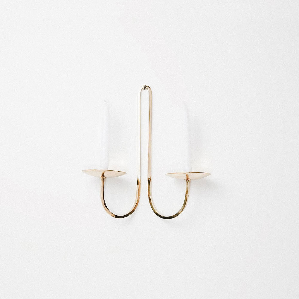 Hand Forged Brass Candle Holder - Double Arm - AUR