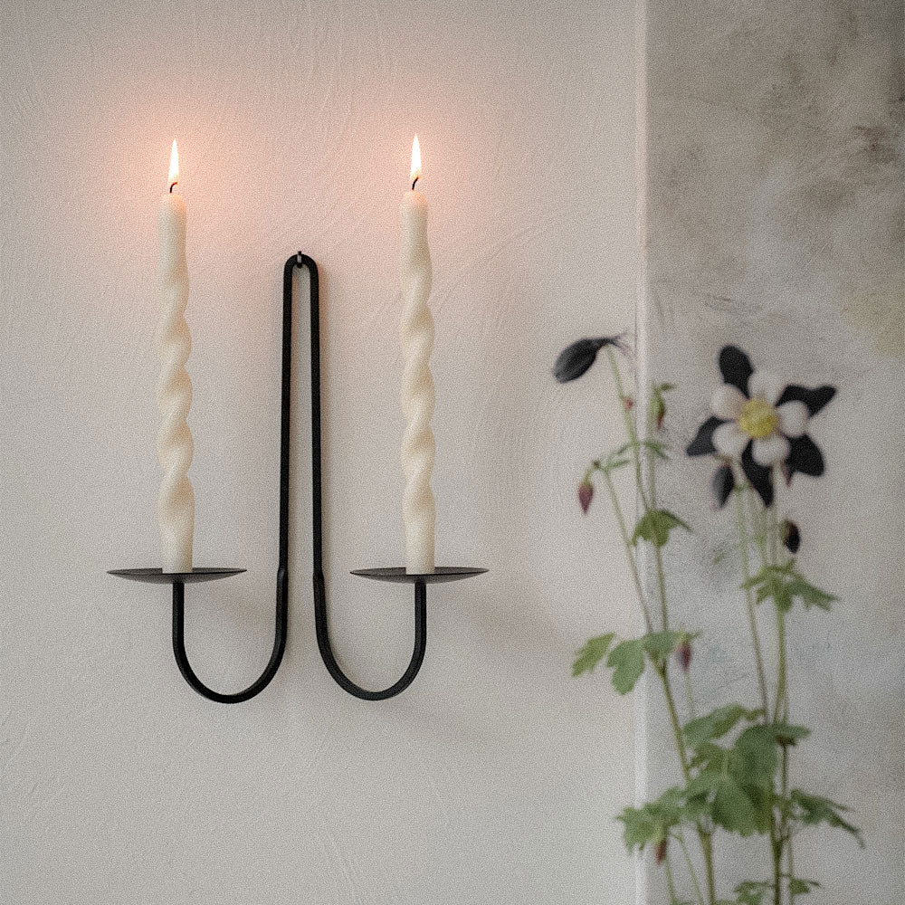 Hand Forged Iron Candle Holder - Double Arm - AUR