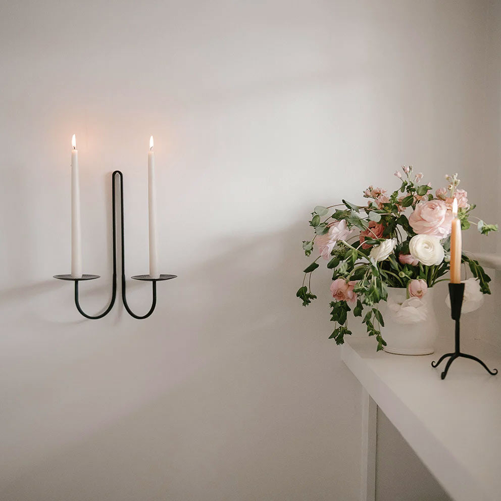 Hand Forged Iron Candle Holder - Double Arm - AUR