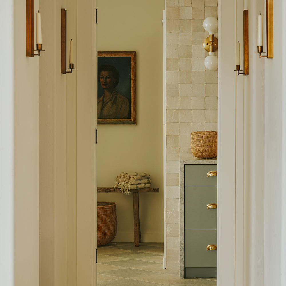 Brass-plated Candle Sconce - Long - AUR