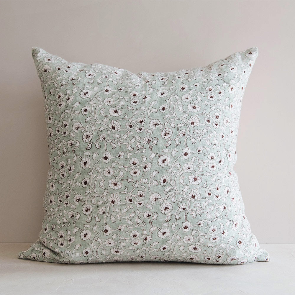 Linen Hand Block-Printed Pillow Cover No. 0231 - AUR