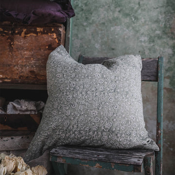 Linen Hand Block-Printed Pillow Cover No. 0233 - AUR