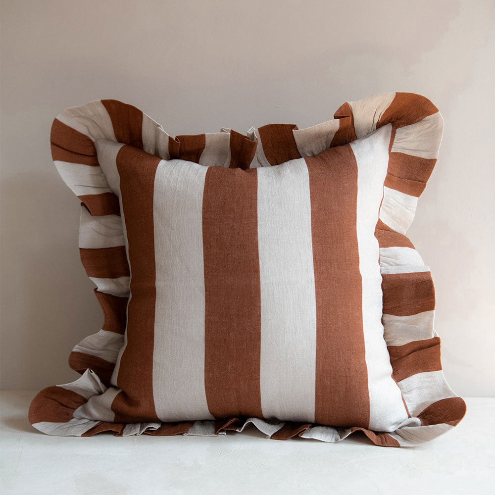 Linen Pillow Cover - Cinnamon Stripe - AUR