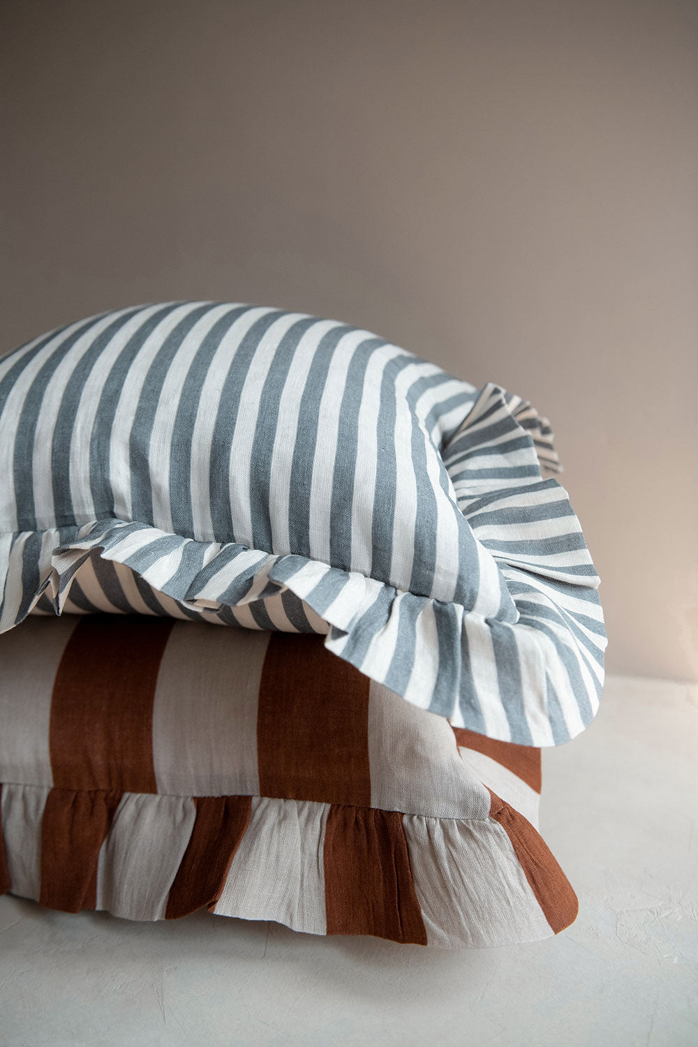 Linen Pillow Cover - Stone Blue Stripe - AUR