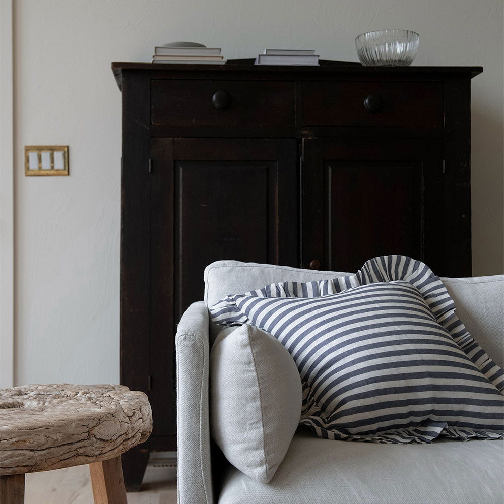 Linen Pillow Cover - Stone Blue Stripe - AUR
