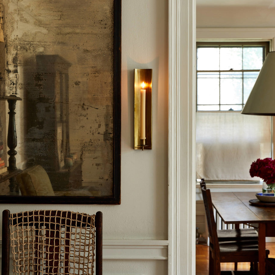 Brass-plated Candle Sconce - Long - AUR