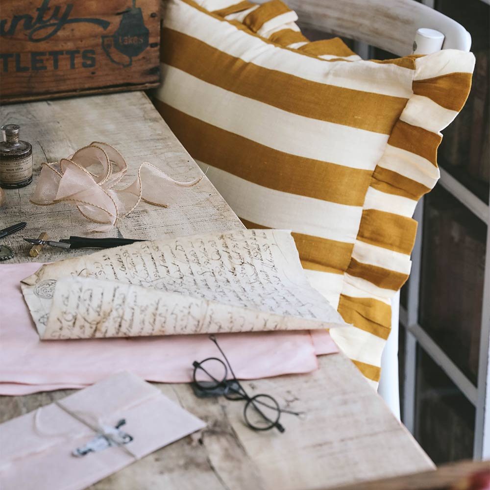 Linen Pillow Cover - Ochre Stripe - AUR