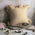 Linen Pillow Cover - Ochre Candy Stripe - AUR